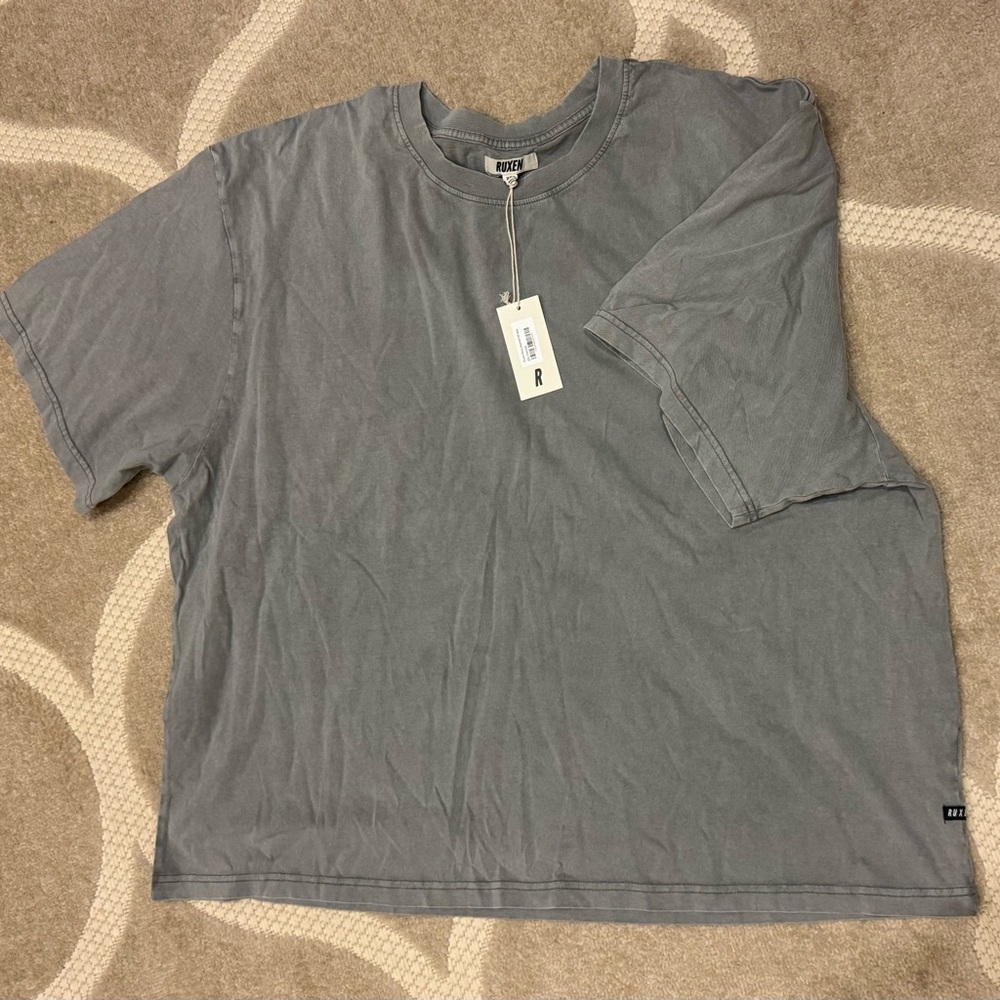 Ruxen Men's Washed Gray Crewneck T-Shirt